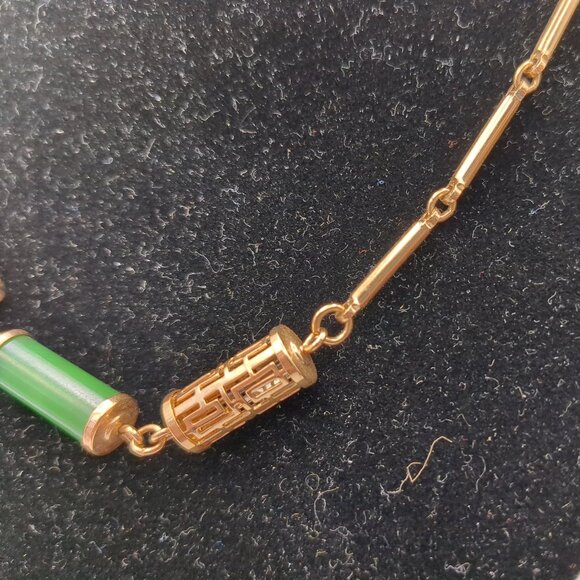 Vintage Sarah Coventry Asian Style Necklace Faux Jade - Picture 4 of 6
